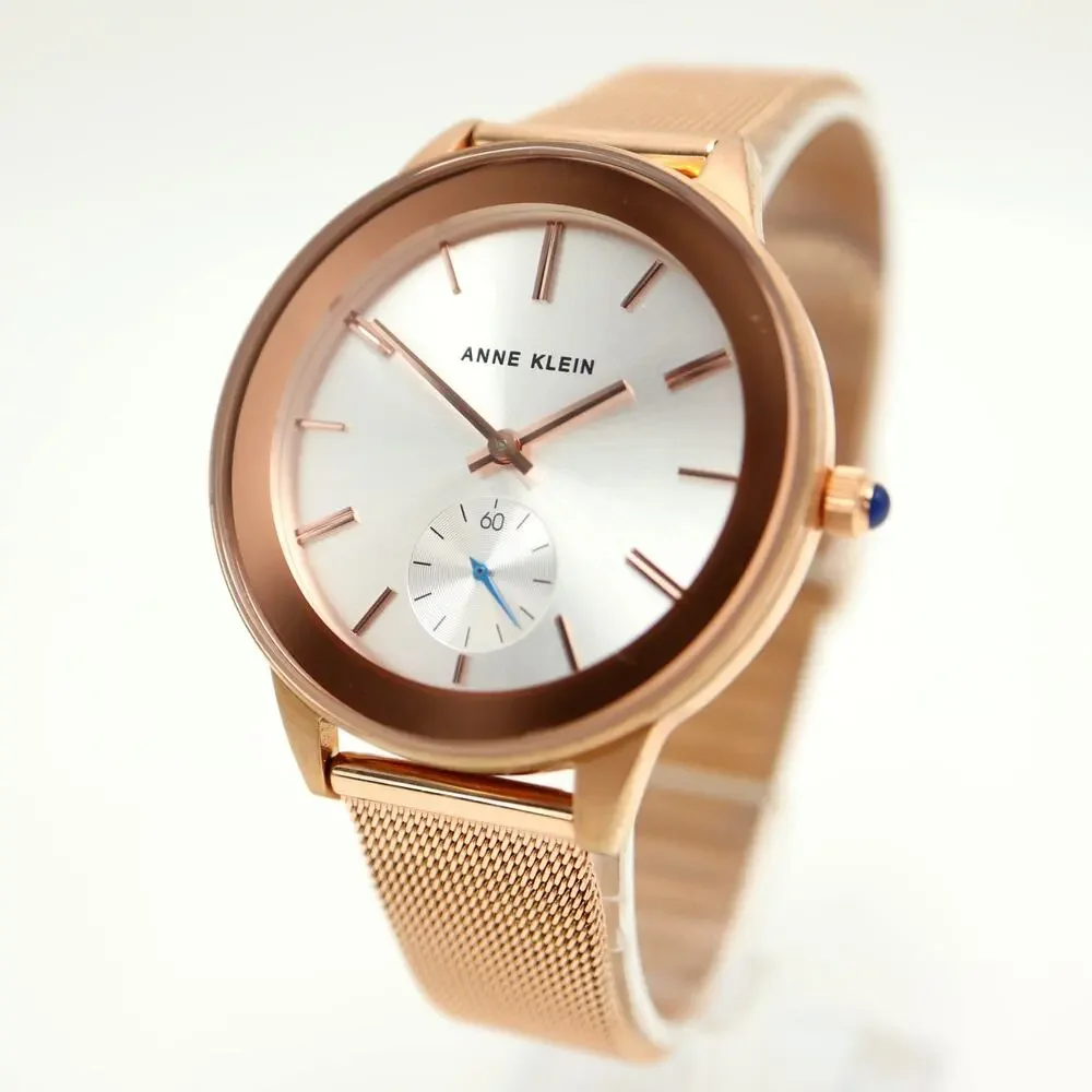Anne Klein Rose Gold Tone Small Seconds 38mm Womens Watch w New Battery